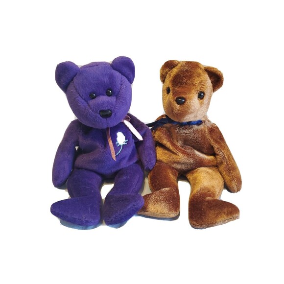 Ty Beanie Babies Princess 1997 & Ted-e 2002 Teddy Bear Stuffed Animal Plush Toy - Picture 1 of 15